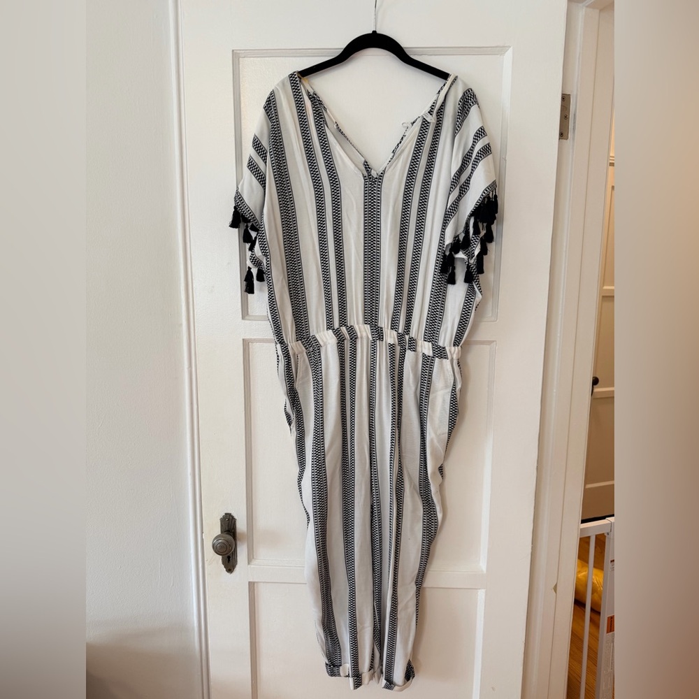 Seafolly Monochrome Striped Swim Coverup Romper